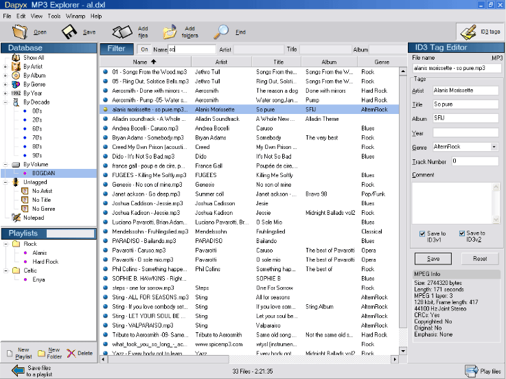 Dapyx MP3 Explorer Screenshot